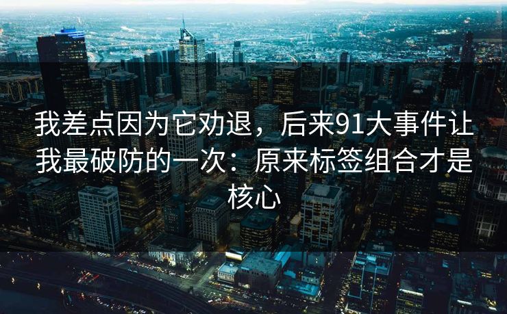 我差点因为它劝退，后来91大事件让我最破防的一次：原来标签组合才是核心