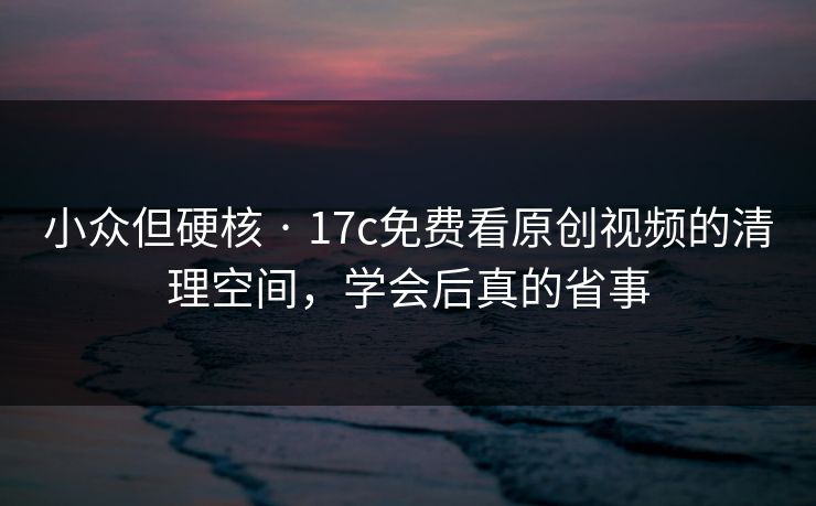 小众但硬核 · 17c免费看原创视频的清理空间，学会后真的省事